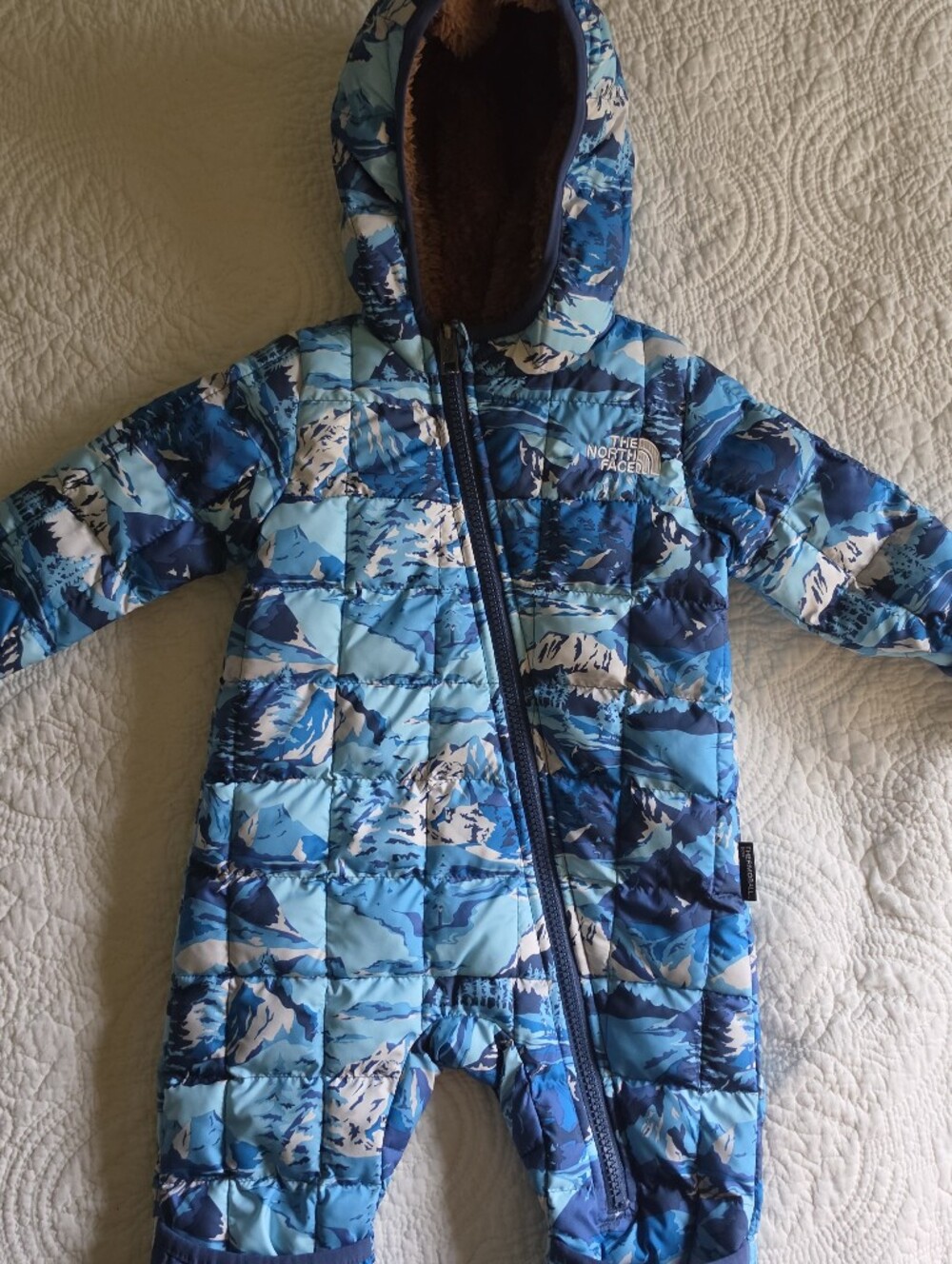 The North Face Baby ThermoBall One-Piece Snowsuit Blue Print